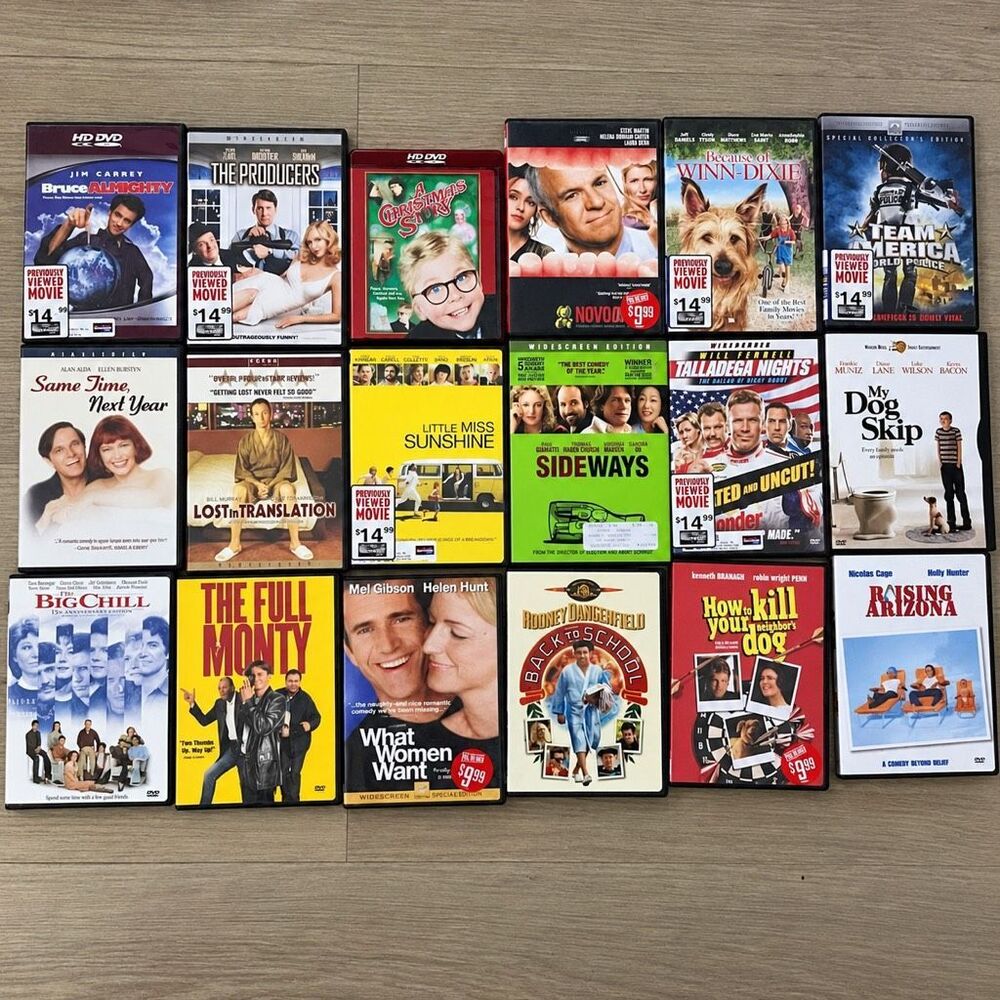 18 DVD Movie Lot Comedy Classics Jim Carrey Will Ferrell Mel Gibson + 2 HD DVD